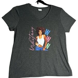 Whitney Houston Short Sleeve Graphic Tshirt‎ Womens Size Large Black